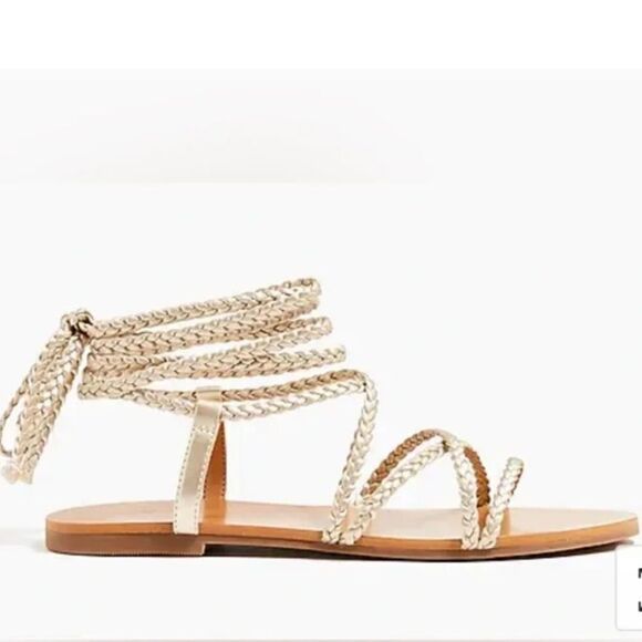 NWT JCrew braided vegan espadrille sandals metallic gold 8 - Picture 2 of 7